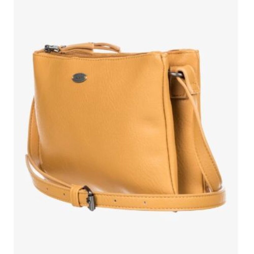 Roxy Women's Part Of You Small Double Zip Crossbody Purse Bag Mustard Yellow Och - Picture 2 of 10